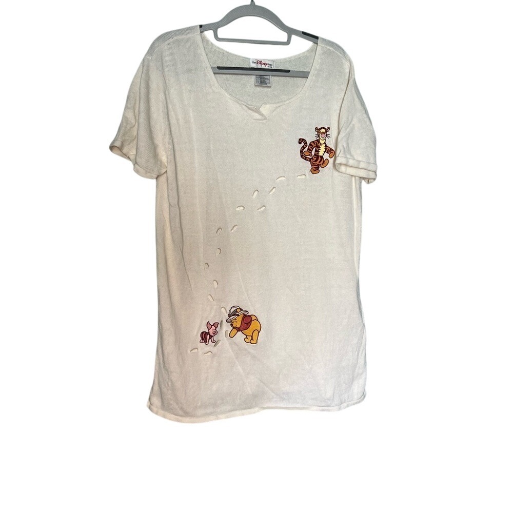 The Disney Store vintage Winnie the Pooh and Tigger footprint tshirt linen blend - Picture 1 of 3